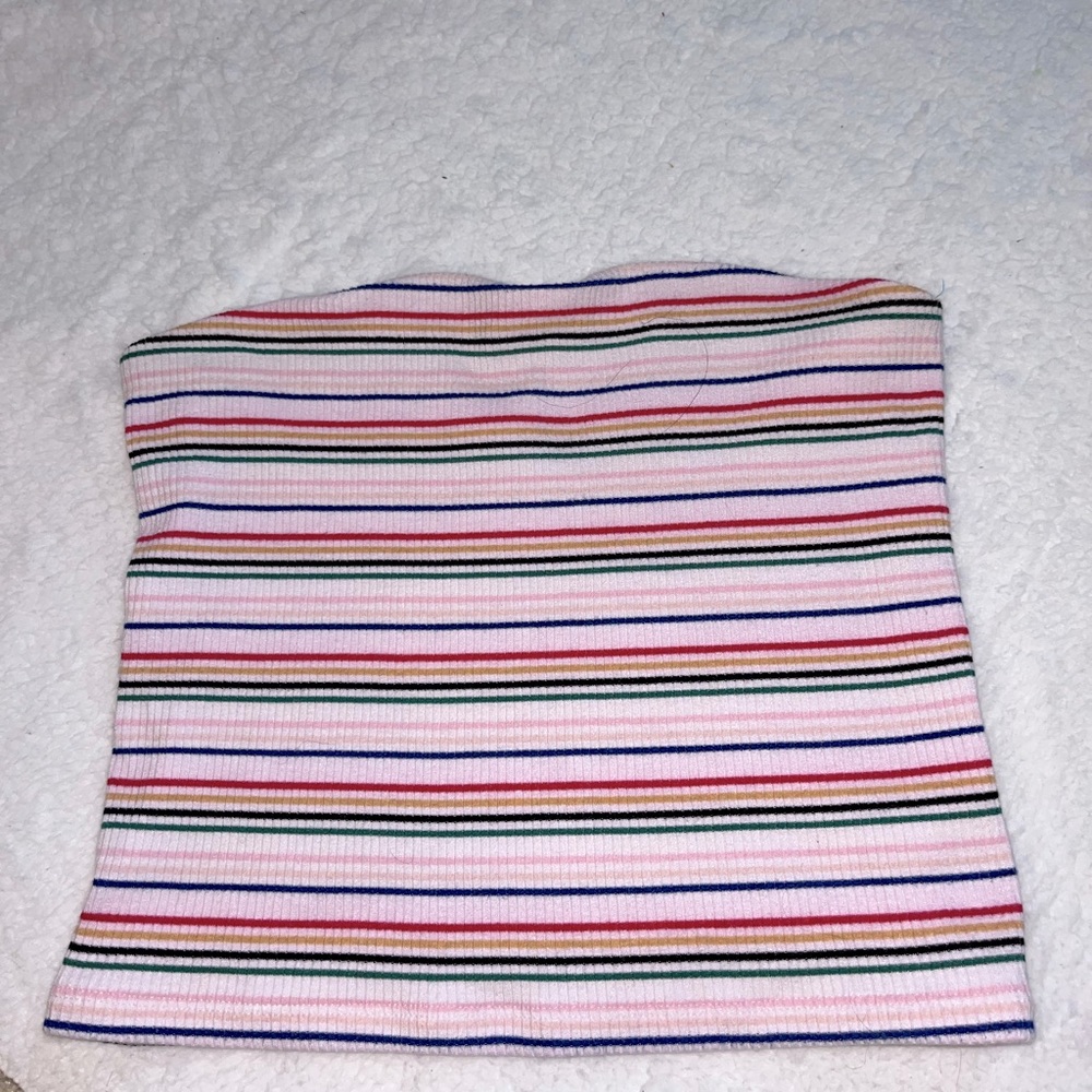 Rainbow striped tube top